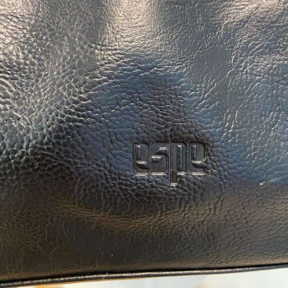 Espe Black Vegan Leather Purse Tote Bag pouch With Pom-Pom Floral Interior boho - Picture 2 of 14